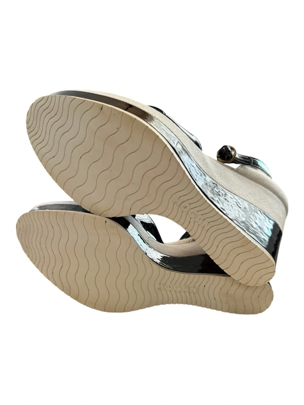 Hogan Block Sandal Ankle Strap Black Ivory EU 39 US 8 NIB